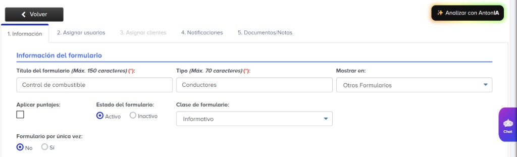Configuración de formularios en R-SALES